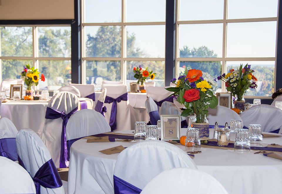 Banquet table seating at clubhouse